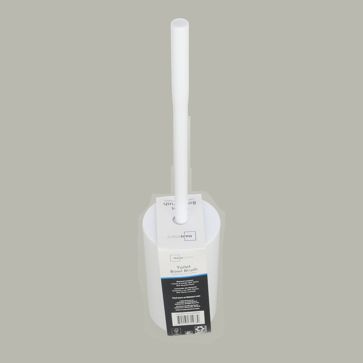 Mainstays Basics Plastic Toilet Brush and Holder Set, White